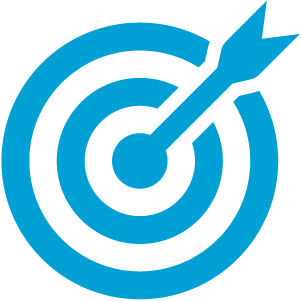 an illustration of a blue target with an arrow