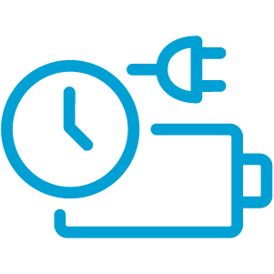 an icon of a combination of a battery, a clock and a plug