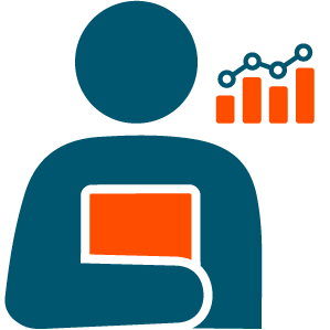 an illustration of a person resting a right arm looking at a bar chart of a progression