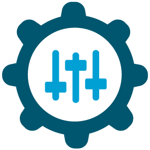 a symbol of a cog with customizable switches