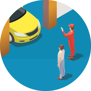 an Illustration of a mechanic preparing to service a car