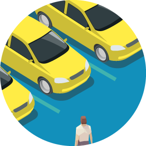 an illustration of a car salesman checking inventory at the car storage