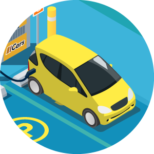 An Illustration of a car charging at the charging station