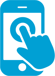 an illustration of a hand with one of the fingers pressing on the cell phone's screen